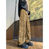 Hearujoy Autumn Corduroy Pants Men Oversized Retro Tie Dye Pants Men Streetwear Hip-hop Loose Wide Leg Pants Mens Vintage Trousers